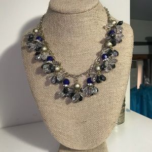Blue and black beaded necklace